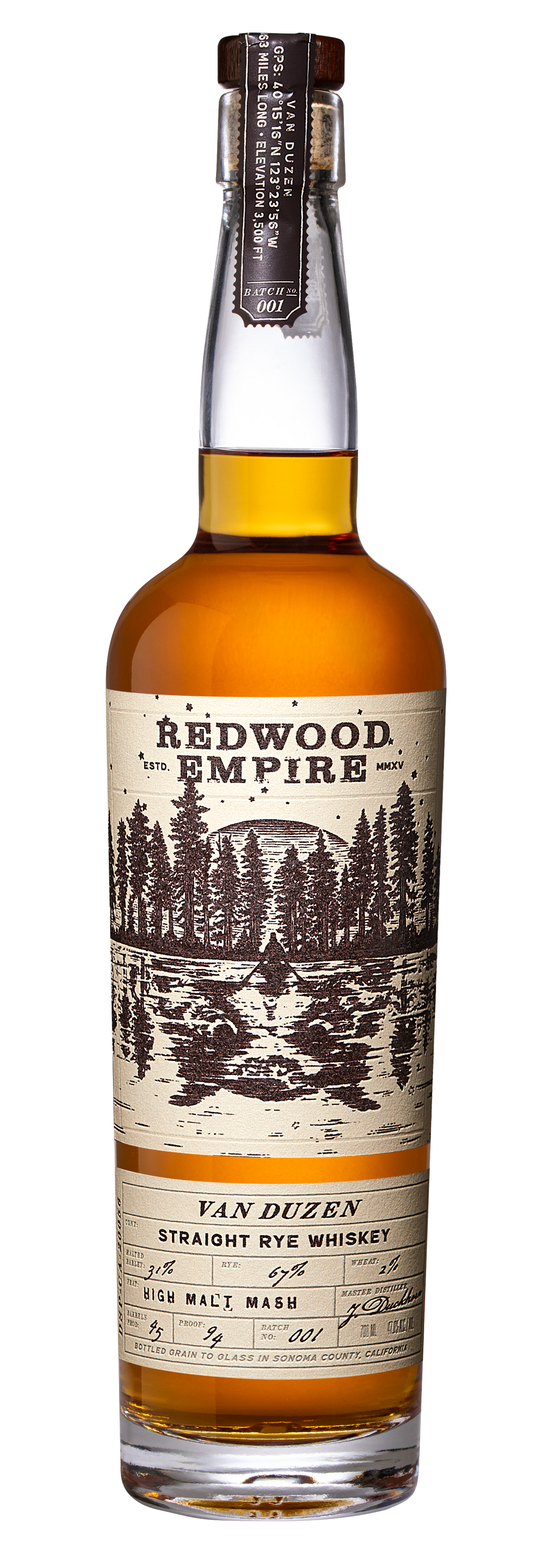 Redwood Empire Van Duzen Straight Rye Whiskey